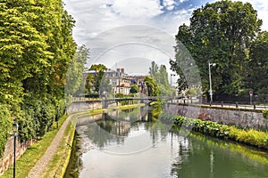 Water canal in Petite France area in the beautiful city of Strasbourg. france