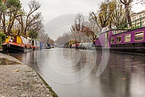 Water Canal and reflections in Little Venice in London