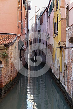 water in the Canal in Venice near buildings in Italy during quarantine during the day without peopl