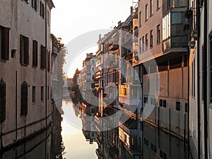 a water canal view during sunset hours