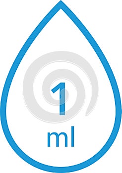 Water Capacity symbols. Milliliters, liters. Water drop infographic elements. Vector illustration