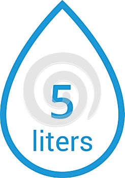 Water Capacity symbols. Milliliters, liters. Water drop infographic elements. Vector illustration