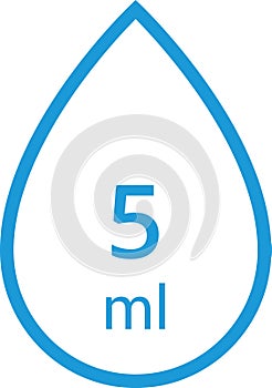 Water Capacity symbols. Milliliters, liters. Water drop infographic elements. Vector illustration