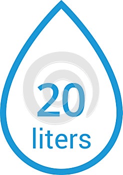 Water Capacity symbols. Milliliters, liters. Water drop infographic elements. Vector illustration