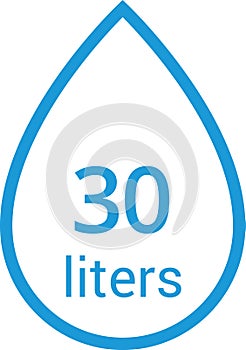 Water Capacity symbols. Milliliters, liters. Water drop infographic elements. Vector illustration