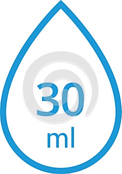 Water Capacity symbols. Milliliters, liters. Water drop infographic elements. Vector illustration