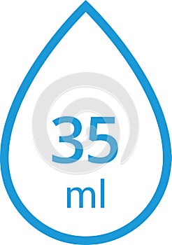 Water Capacity symbols. Milliliters, liters. Water drop infographic elements. Vector illustration