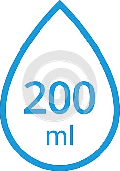 Water Capacity symbols. Milliliters, liters. Water drop infographic elements. Vector illustration