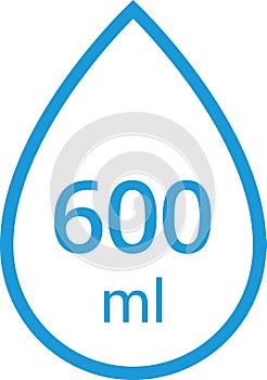 Water Capacity symbols. Milliliters, liters. Water drop infographic elements. Vector illustration