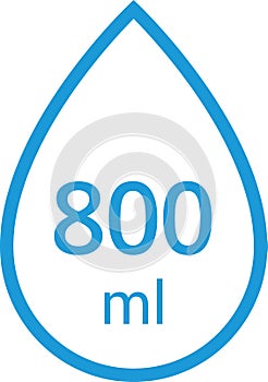 Water Capacity symbols. Milliliters, liters. Water drop infographic elements. Vector illustration