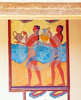 Water carrier fresco, symbol of minoan culture, Knossos palace