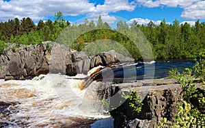 Water cascade between the grey rocks