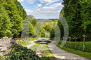 Water cascade in the park of Historical Hermitage at Bayreuth, Bavaria, Germany