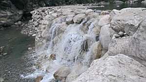 Water cascade on stone water dam