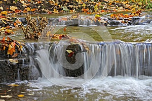 Water cascades on a mountain river