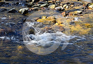 Water cascading over rocks in a small stream