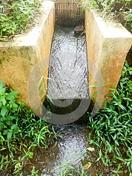 Water channel in the contryside rice fields