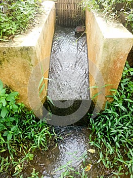 Water channel in the contryside rice fields photo