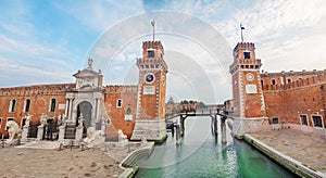 Water channel and entrance gate to Venetian Arsenal photo