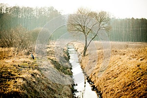 The water channel between the fields