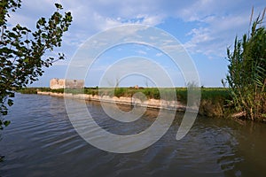 A water channel used to irrigate rice fields