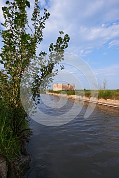 A water channel used to irrigate rice fields