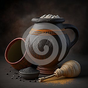 Water Clay Pot Illustration. African culture of clay pot