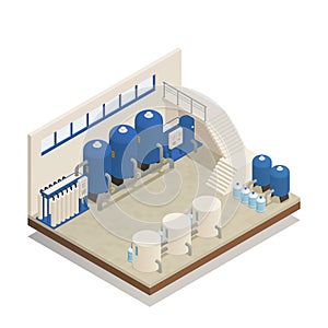 Water Cleaning Facility Isometric Composition