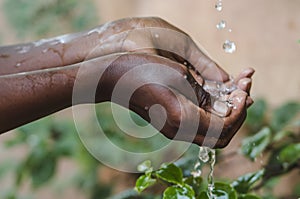 Water Climate Change Symbol: Handful Of Water Scarcity for Child