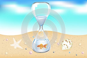 Water Clock On Seaside. Vector