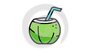 water coconut coco color icon animation