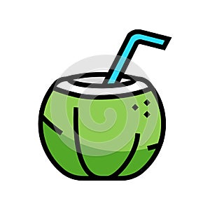 water coconut coco color icon vector illustration