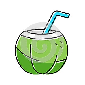 water coconut coco color icon vector illustration