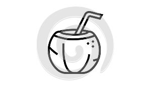 water coconut coco line icon animation