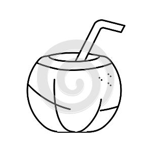 water coconut coco line icon vector illustration