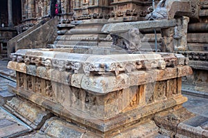 Water collection area from the main chamber housing lord shiva in the Airavatesvara Temple located in Darasuram town in Kumbakonam