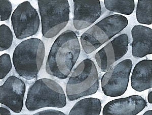 Water color background with black and white grungy spots, dots, marks, odd shaped blobs.