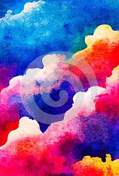 Water Color Background. clouds and sky, Abstract art hand paint