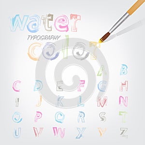 Water color font style typography