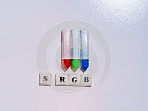 Water color tubes with SRGB letters