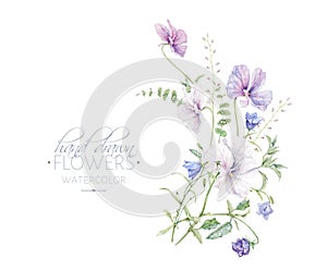 Water color violets and bell flower card