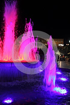 Water colored effect of the fountain of Syntagma square at night
