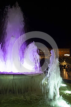 Water colored effect of the fountain of Syntagma square at night