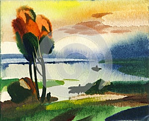 Water colour landscape