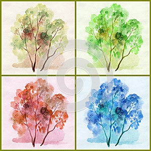 Water colour, trees