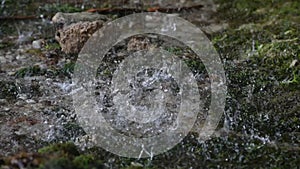 Water coming out of the stone wall `rinnende wand` near molln, upper austria