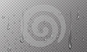 water condensation droplets on transparent glass background