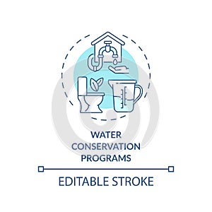 Water conservation programs concept icon