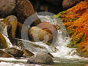 Water contemplate, Andes mountains in Achibueno Valley, Linares, Maule, Chile