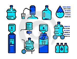 Water cooler simple style icon set